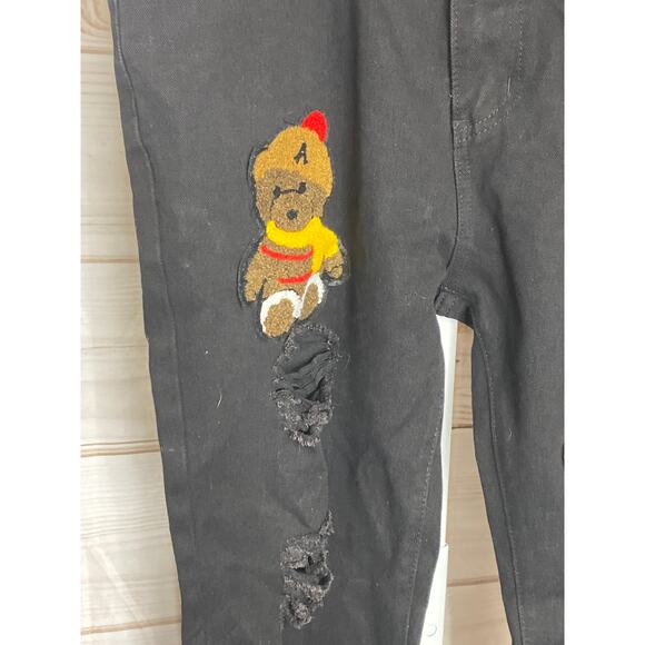 Unbranded mens Size 38 Black Distressed Patches Ankle Length Jeans - Picture 2 of 6